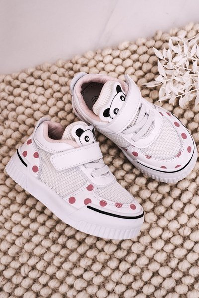 Vaikiški sportiniai bateliai su Panda White Pink Chico