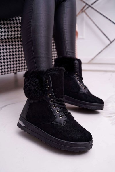 Cizme înalte pentru femei cu glamiso negru din fleece