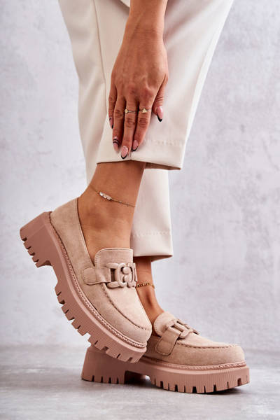 Femei Brogues Suede cu decorare bej leeza
