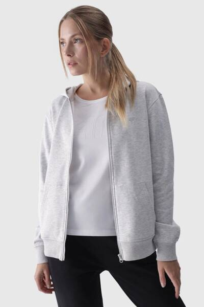 Sweat à capuche femme zippé coton 4F gris 4FWMM00TSWSF1467-27M