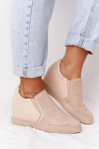 Baskets Compensées À Paillettes Lu Boo Beige