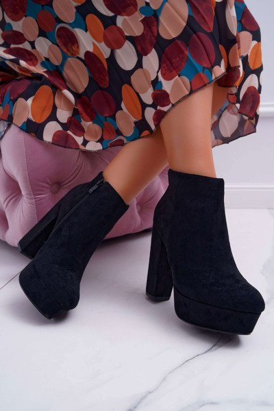 Damen Plateau Stiletto Stiefel Wildleder Schwarz Celinne