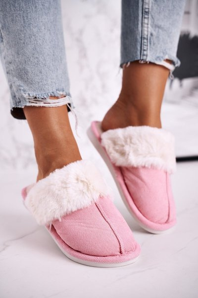 Pelzige Flip Flops für Frauen Rosa Homely