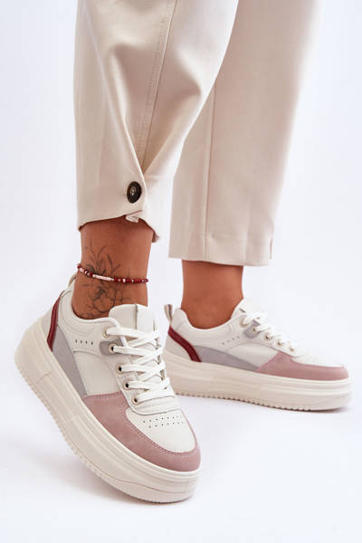 Women's Sports Shoes on a Chunky Platform White-Pink Gemma