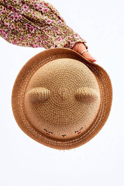 Children's Hat With Teddy Bear Beige