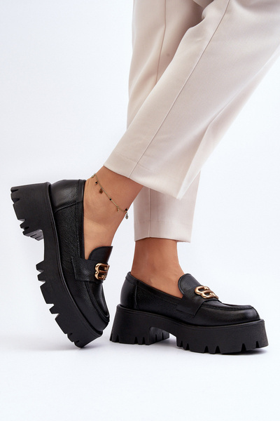 Zazoo 20164 Mocassins en cuir véritable pour femme Noir