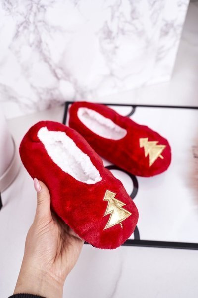 Chaussons de Noël pour enfants avec sapin de Noël rouge Let It Snow