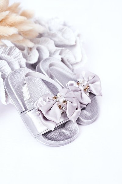 Kinder Fliege Gummi Flip Flops Silber Senari