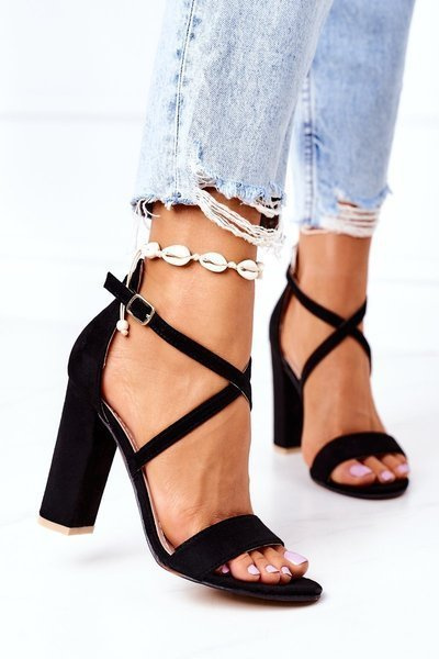 Schwarze Stiletto-Sandalen aus Wildleder Dance With Me