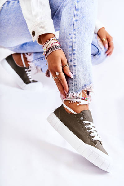 Women's Sneakers On The Platform Khaki Comes