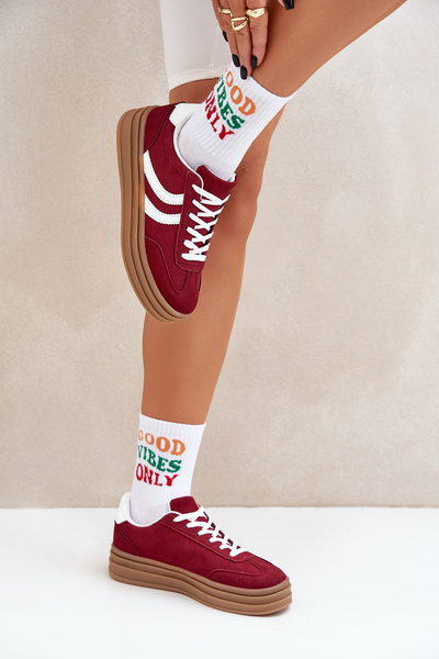 Stylish platform sneakers burgundy Doriwa