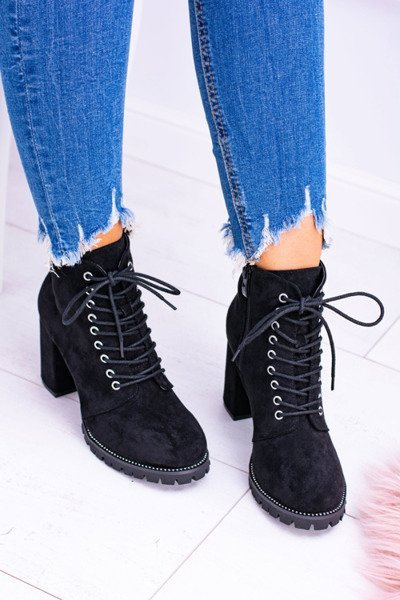 Lu Boo Black Suede Stiletto Boots Zircon Halsey