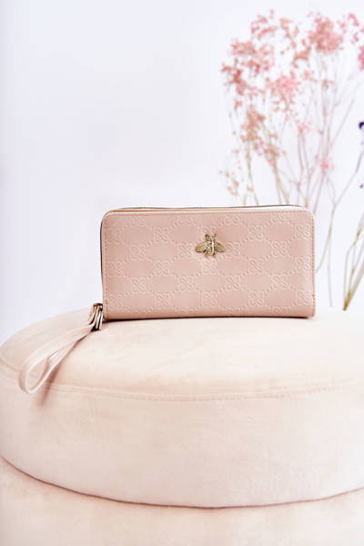 Grand Portefeuille Femme Avec Ornement Beige Fabio
