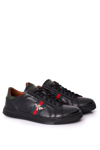 Herren Leder Halbschuhe Tennisschuhe BEDNAREK Schwarz