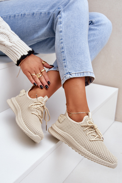 Chaussures de Sport à Enfiler en Maille Femmes Beiges Harice