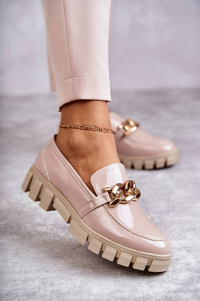 Mocassins Laqués Sur Plateforme Beige Inger