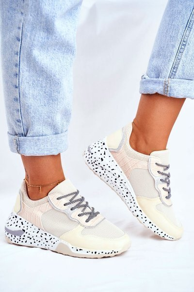 Chaussures de sport pour femmes Hide Wedge Beige Pinky