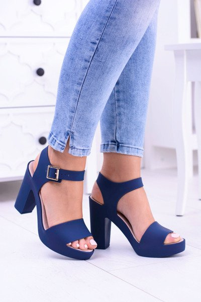 Women's Navy Blue Rubber Stiletto Sandals Meliski Viene