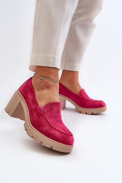 Damen Pumps aus Kunstwildleder mit Absatz und Plateau in Pink Arablosa