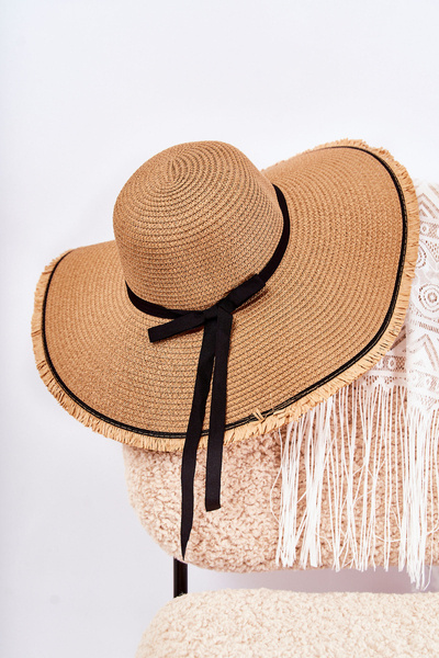 Damenhut mit schwarzem Streifen Beige Mady