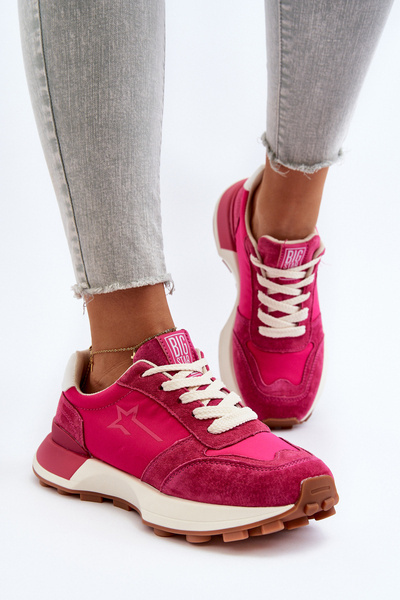 Baskets en cuir pour femmes Big Star NN274961 Fuchsia