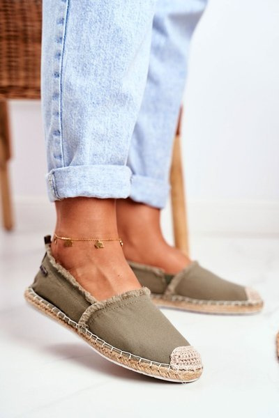 Damen Espadrilles Geflochtene Sohle Khaki Big Star DD274760
