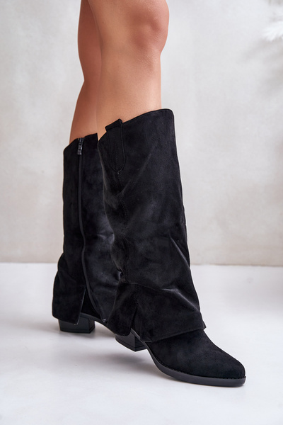 Women's Low Heeled Boots With Turned Shaft Black Stinova