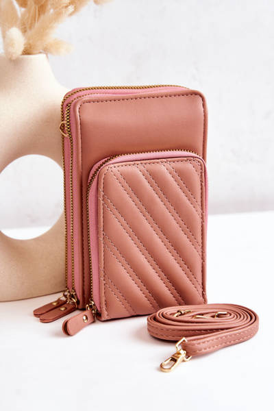 Portefeuille Sac À Main 2en1 Sur Fermeture Éclair Rose Themis