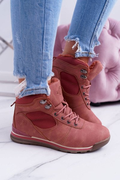 Bottes chauffantes roses pour femmes de Trekking avec polaire de mouton