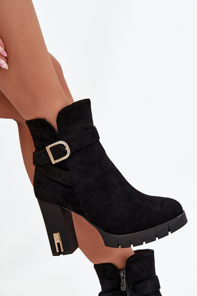 Bottes d'hiver pour femmes à talon avec boucle Noire Nolivira