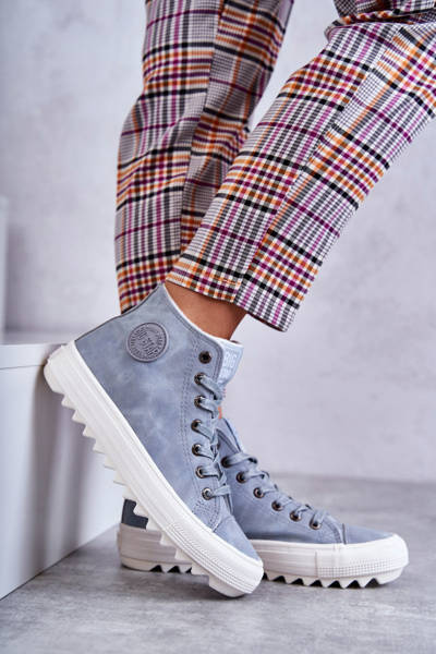 Adidaje calde din piele pentru femei Big Star EE274115 albastru deschis