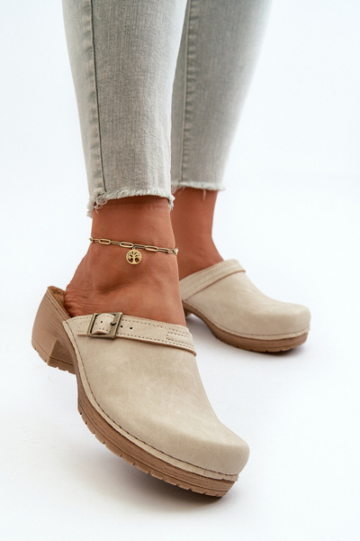 Claquettes à talons bas pour femmes Inblu BL000004 Beige