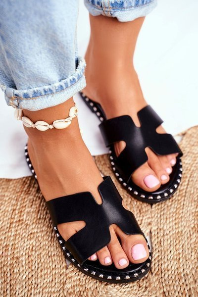 Damen Strass-Flip-Flops Schwarz Montiago