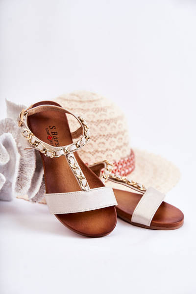 Sandales En Cuir Pour Enfants Avec Boucle Beige Letto