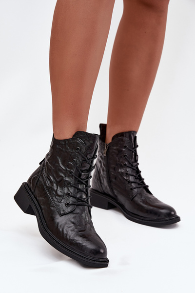Botine pentru femei din piele naturală izolate Artiker 57C1006 negru