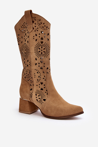 Suede Openwork Boots Pantofi Lewski 3171 bej
