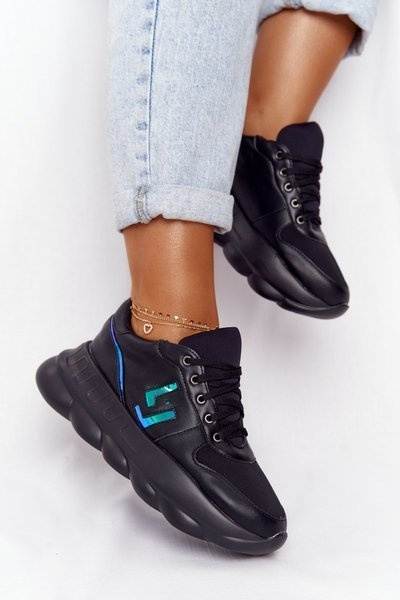 Chaussures de sport pour femmes sur la plateforme Lu Boo noir
