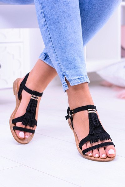 Női elegáns lapos szandál Memi fekete