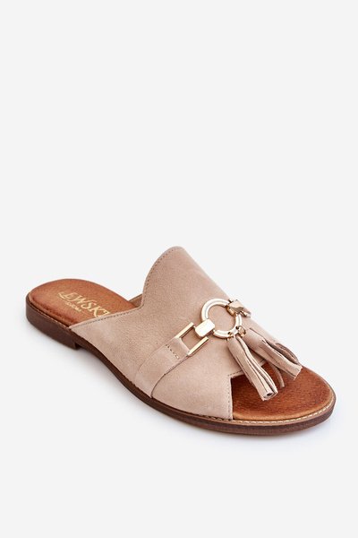 Damen Wildleder Hausschuhe Lewski Schuhe 3226 Beige
