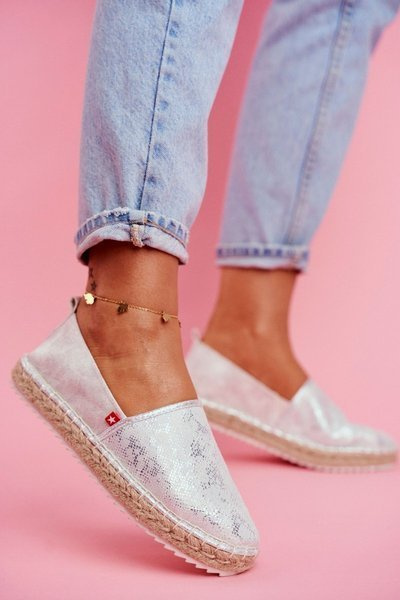 Damen Espadrilles Geflochtene Sohlen Silber Big Star FF274A514