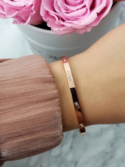Női acél karkötő cirkóniákkal 4 mm Rose Gold Valerii