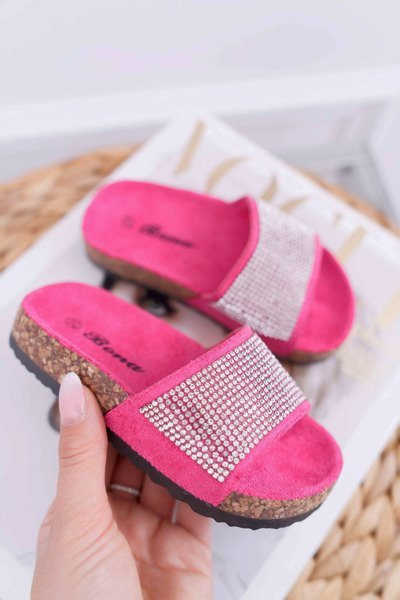 Kork Kristalle Fuchsia Baby Flip Flops Malena