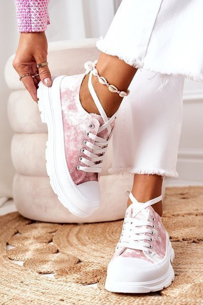 Baskets Sur La Plateforme Rose Avec Effet Tie-Dye Travel Time