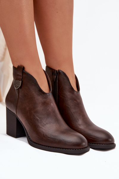 Bottes pour femmes isolantes à talon en cuir écologique chocolat italien