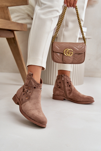 Bottines Découpées Avec Zip Pour Femme Marron S.Barski HY42-081