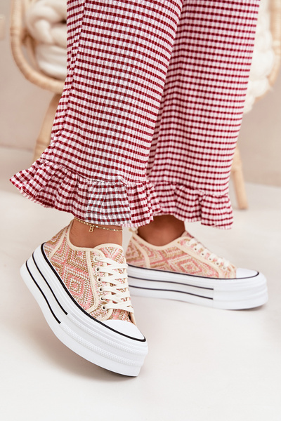 Niedrige Damen Sneaker Auf Plattform Rosa Melina