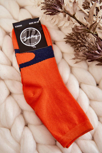 Baumwollsocken für Damen Marine-Muster Orange