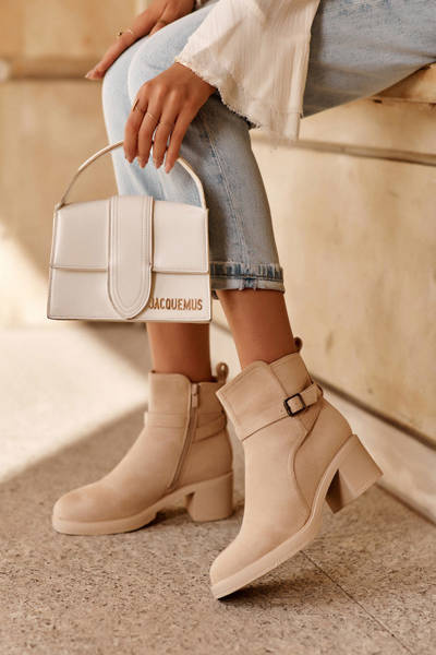Bottines en Daim à Boucle Beige Neste