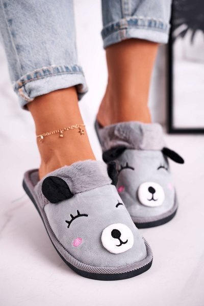 Women's Velor Slippers With Llama Grey Ruddy