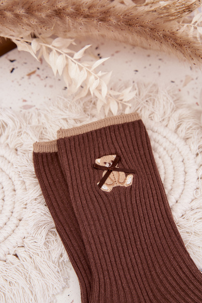 Baumwollsocken gestreift mit Schokoladenbär